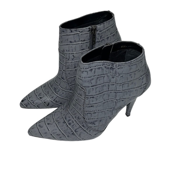 Colin Stuart Grey Leather Booties 6.5 Reptile - Picture 1 of 9